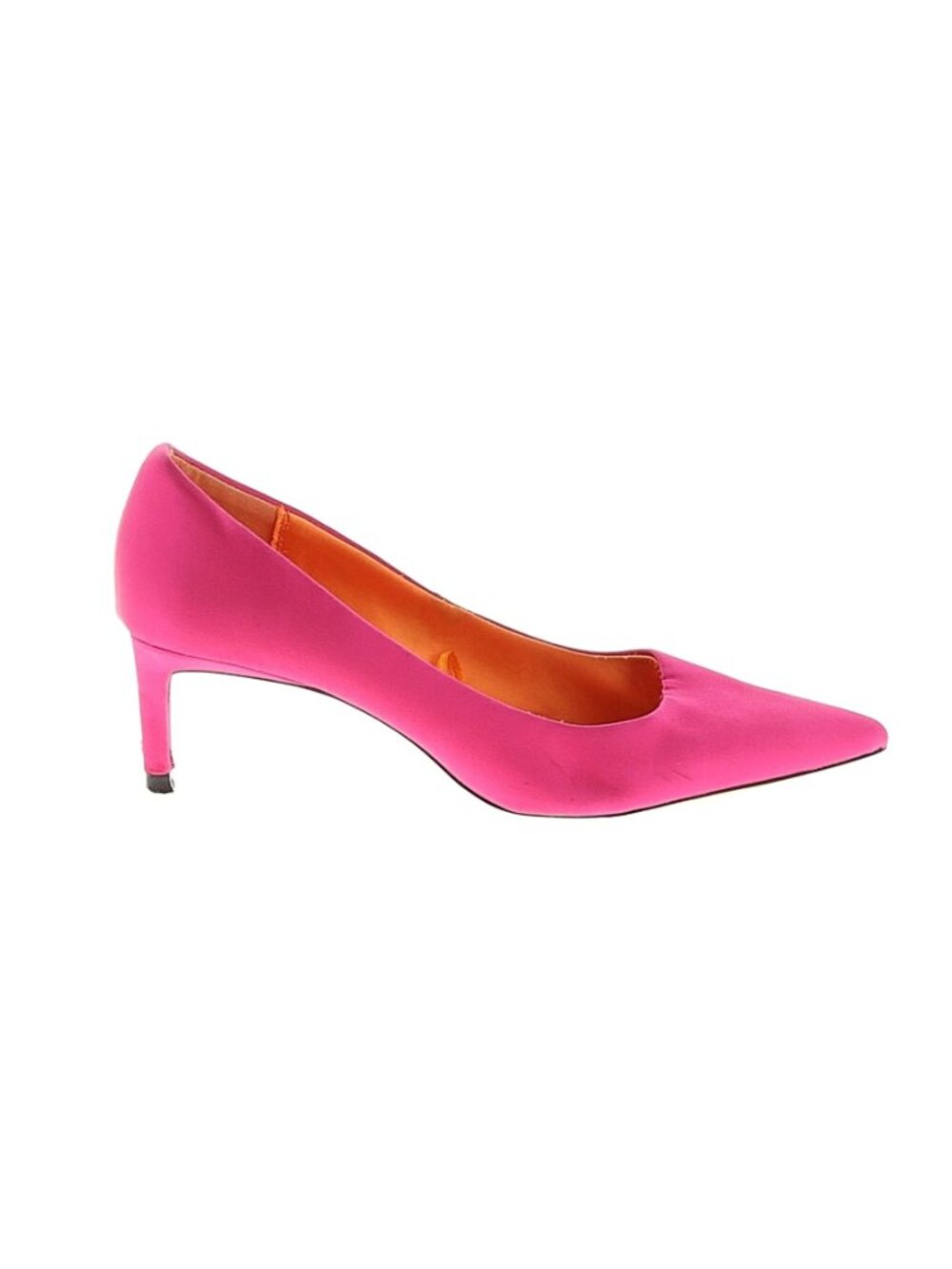 Zara Woman Mid-Heel Satin Pumps In Fuchsia - Size 5-1/2